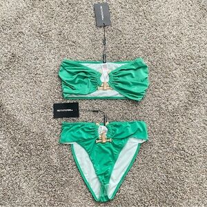 PrettyLittleThing Green & Gold Bikini Set 8 M